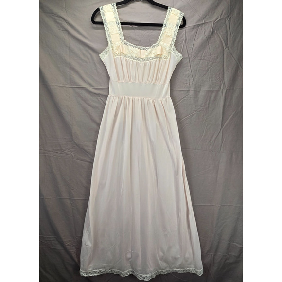 VTG Van Raalte Nightgown 32 S 50s White Chiffon Lace Babydoll Coquette Romantic - Picture 1 of 12
